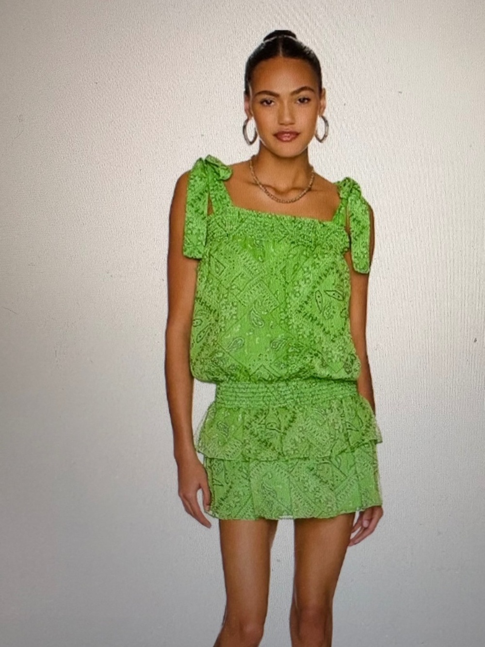 AMANDA UPRICHARD WOMENS XS COTTER GREEN BANDANA PAISLEY PRINT DRESS